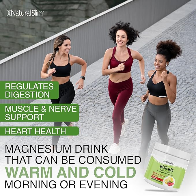 NaturalSlim Magicmag Pure Magnesium Citrate Powder Stress, Constipation, Muscle, Heart Health, and Sleep Support | Raspberry Lemon Magnesium Supplement - 8oz Drink Mix (Solo)