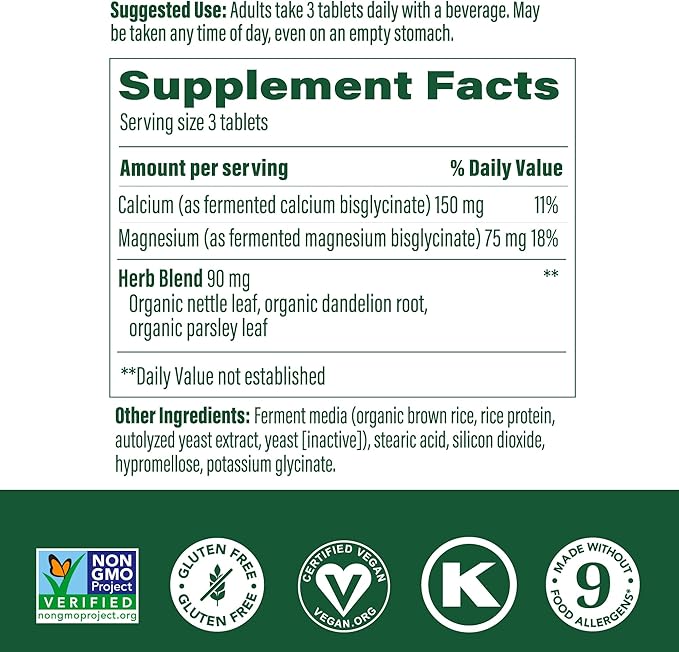 MegaFood Calcium Magnesium Supplement - with Fermented Magnesium Glycinate - Supports Bone Health & Heart Health - Calcium & Magnesium Supplement for Men & Women - Non-GMO - 60 Tabs (20 Servings)