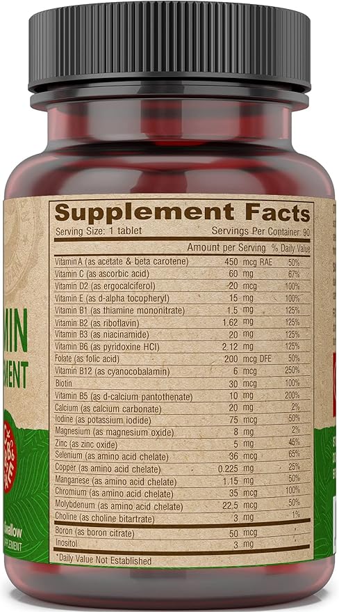 DEVA Tiny Tablets Vegan Multivitamins for Women & Men, Multivitamin Iron Free, Mineral Supplement, Vitamin C, Vitamin B Complex, Vitamin B12, Vitamin E, Zinc, Gluten Free (2 Pack - 90 Tablets Ea)