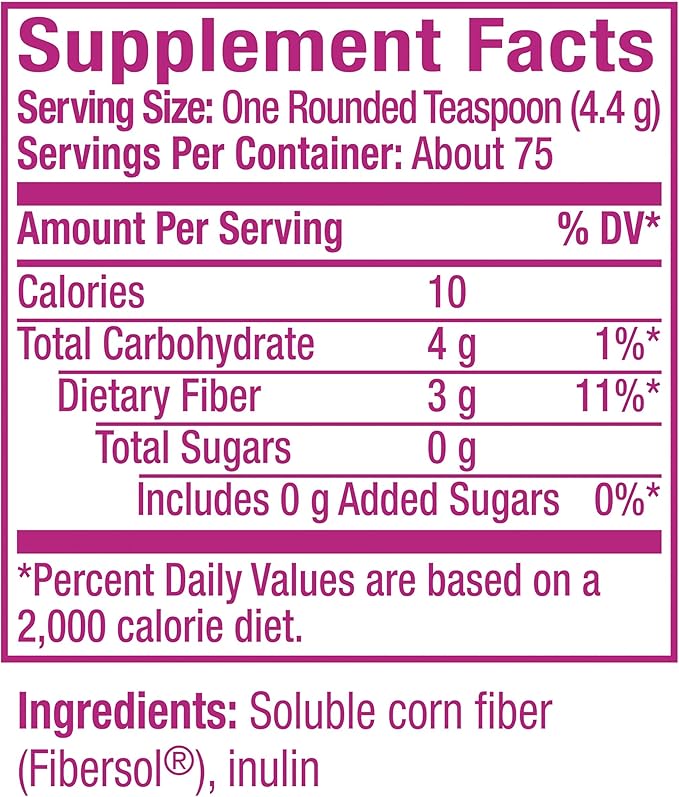 Metamucil Fiber Supplement, Unflavored Clear Mixing Powder, No Grit, No Sugar Added, Plant Based Prebiotic Fiber Blend for Daily Digestive Health, 75 teaspoons