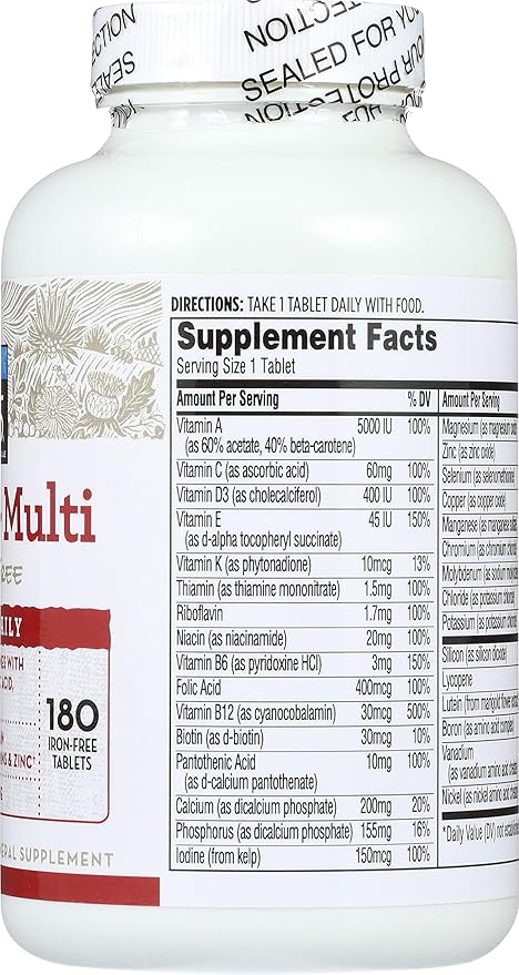 365 Everyday Value, Age 50+ Multi Iron-Free, 180 ct