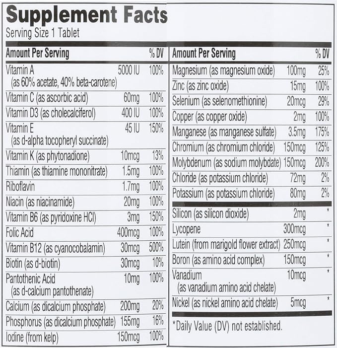 365 Everyday Value, Age 50+ Multi Iron-Free, 180 ct