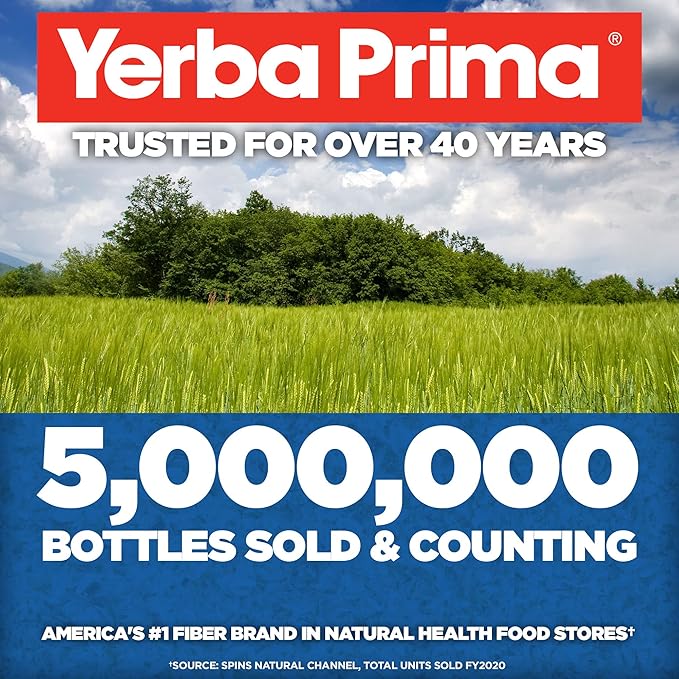 Yerba Prima Daily Fiber Capsules – 180 Caps (Pack of 3) - Soluble Dietary Fiber Supplement - Colon Cleanse - Gut Health - Constipation Relief – Vegan, Non-GMO, Gluten-Free