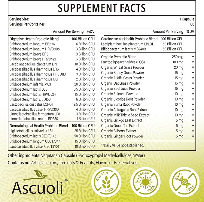 Probiotics for Women & Men - 300 Billion CFU, 22 Strains Probiotics + 15 Organic Herbs Blend, Daily Probiotics for Digestive Health, Immune, Gut, Bloating - 60 Capsule