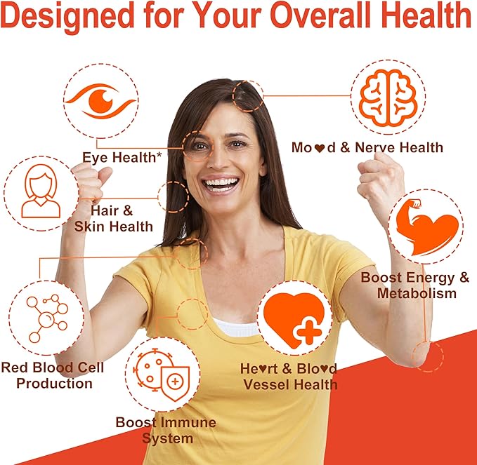 Vitamin B Complex Filled Gummies for Women & Men, Methylated B Complex w/Omega 3, Magnesium,CoQ10, Ashwagandha,Vitamin C, TMG -All B Vitamins- B1,B2,B3,B5,B6,B7,B9 Folate,B12,Inositol,PABA, Sugar Free