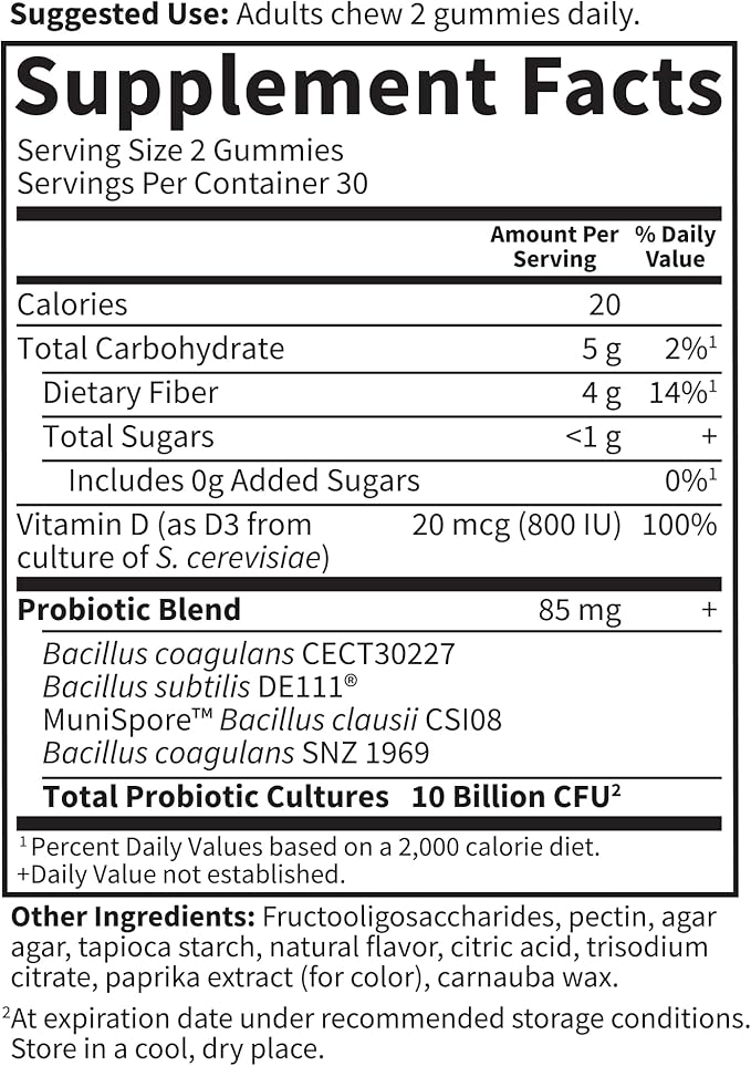 Garden of Life Dr Formulated 10 Billion CFU Prebiotic Fiber & Probiotic Gummies with Vitamin D3 for Digestive and Immune Health – Gluten Free, Non GMO, No Added Sugar, Orange Dream Flavor, 60 Gummies