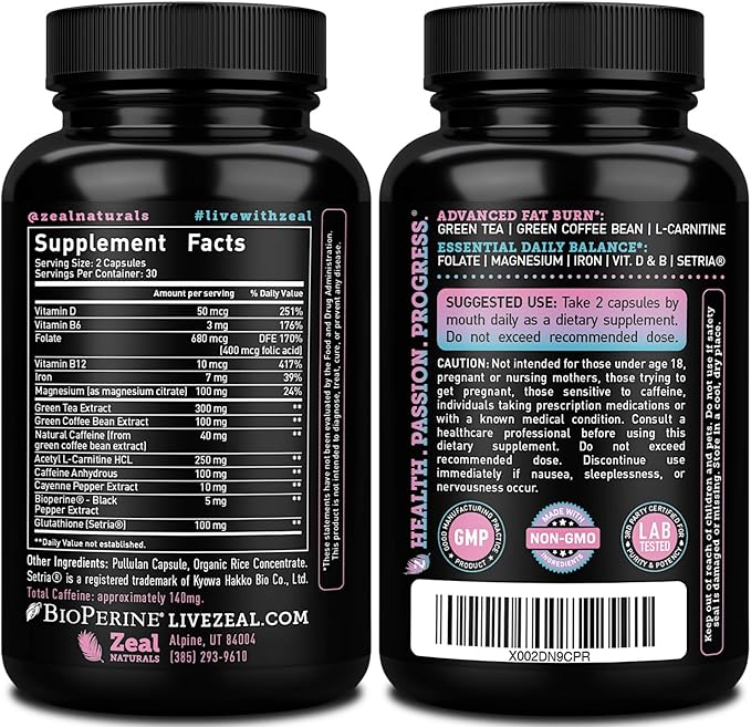 Zeal Naturals Weight Loss Support for Women + Daily Balance Vitmains (Iron, Vitamin D, Setria®, Folate) Premium Diet Support Pills for Women+ Multivitamin and Hormone Support