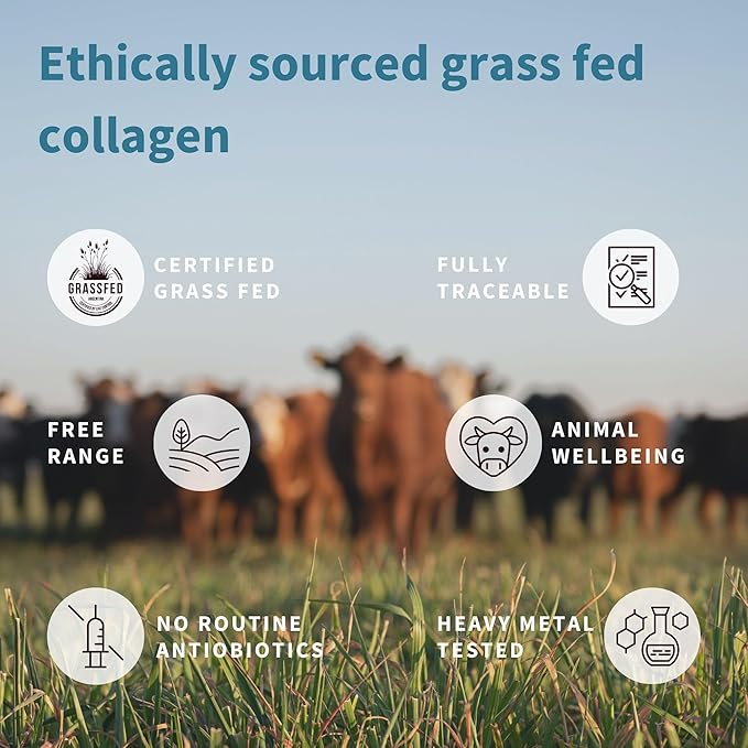 100% Grass Fed Bovine Collagen Protein Powder, Collagen Types 1, 2 & 3, Advanced Hydrolyzed Collagen Peptides, Non-GMO, Free Range, Gluten & Dairy Free, Easy Mix, 4 x 40 Servings, Pure & Essential