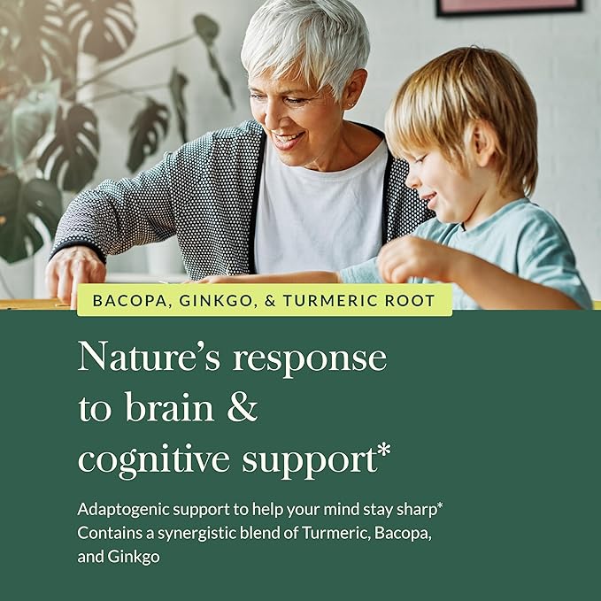 Gaia Herbs Agile Mind - Brain & Cognitive Support Herbal Supplements - with Organic Turmeric Root, Bacopa, Black Pepper, and Ginkgo Biloba - 60 Vegan Liquid Phyto-Capsules (30-Day Supply)