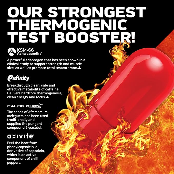 MuscleTech AlphaTest Thermo XTR Thermogenic Testosterone Booster| Muscle & Strength Builder for Men | Workout Supplement | 90 Capsules | 30 Servings