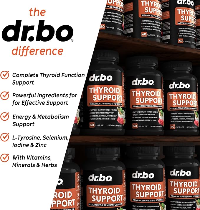 Thyroid Support for Women & Men Supplement - Natural Metabolism, Mood & Energy Enhancer with L-Tyrosine Selenium Iodine Zinc Bladderwrack Kelp & Ashwagandha Thyroid Supplement Complex Vitamin 60 Pills