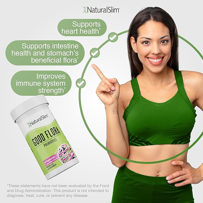 NaturalSlim Good Flora – Probiotics for Digestive Health, Intestinal Flora and Immune Support with Lactobacillus Acidophilus Probiotic | 7 Powerful Probiotic Strains | Gluten Free - 120 Capsules