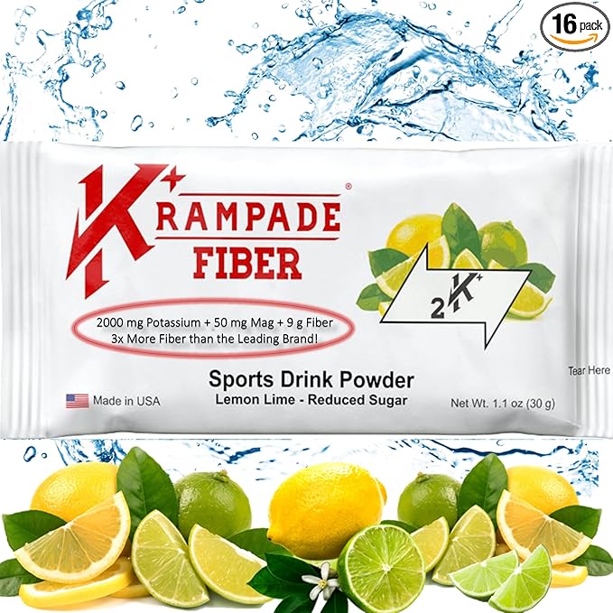 Fiber Supplement Electrolytes Powder - 9g Prebiotic Fiber + 2000mg Potassium Supplement + Magnesium | Cramp Relief | Hydration Packets| Digestive Health Support