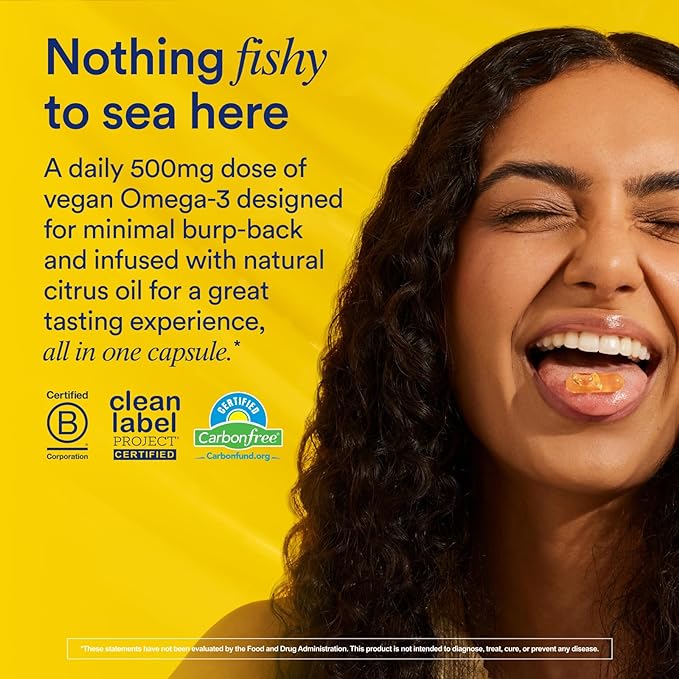 Ritual Omega 3 - Vegan - Science-Backed Dose of DHA & EPA Fatty Acids in 2:1 Ratio, Bioavailable, Brain and Heart Health Support, Minimal Burp-Back, Sustainably Sourced Microalgae, 30 Day Supply