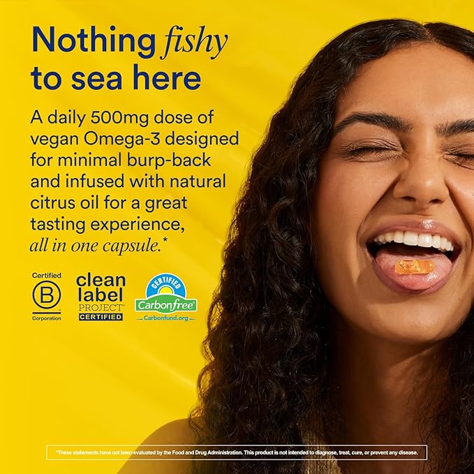 Ritual Omega 3 - Vegan - Science-Backed Dose of DHA & EPA Fatty Acids in 2:1 Ratio, Bioavailable, Brain and Heart Health Support, Minimal Burp-Back, Sustainably Sourced Microalgae, 30 Day Supply