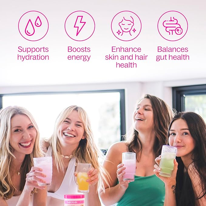 Daily Fiber Supplement Powder with Collagen, Probiotics & Electrolytes | Supports Digestive Health, Gut Balance & Debloating | Peach Mango | 16 Servings