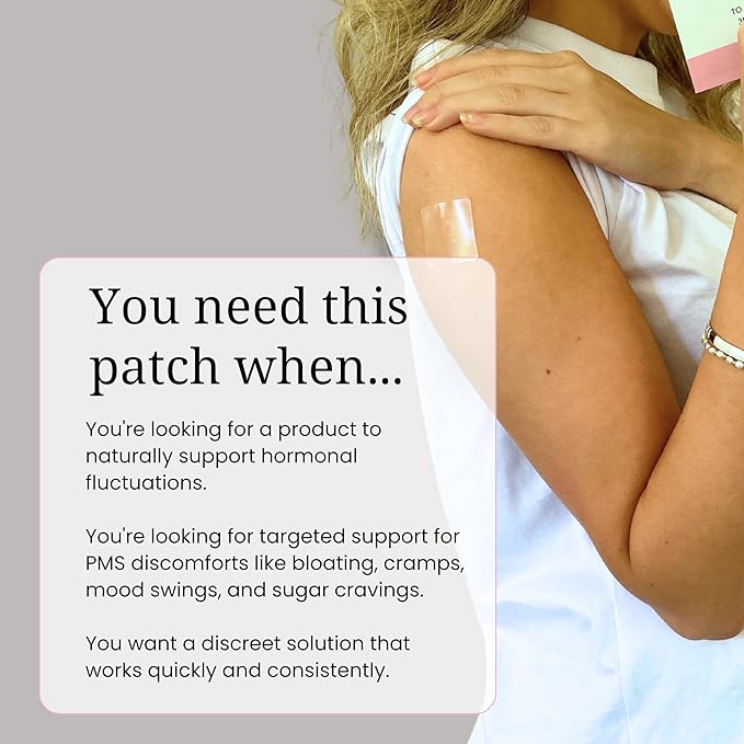 The Patch Remedy PreMenstrual Patch for Women - 30 Topical PMS Period Cycle Patches Containing Chasteberry Extract, Magnesium, Evening Primrose Oil, Dong Quai Extract, Curcumin, Vitamin B6 & E