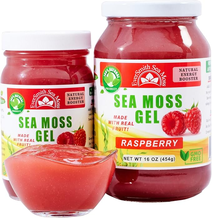 Wildcrafted Irish Sea Moss Gel | Made in USA | Rich in Vitamins & Minerals | Sea Moss Gel Raw | Nutritional Supplement | Raspberry (16 oz)