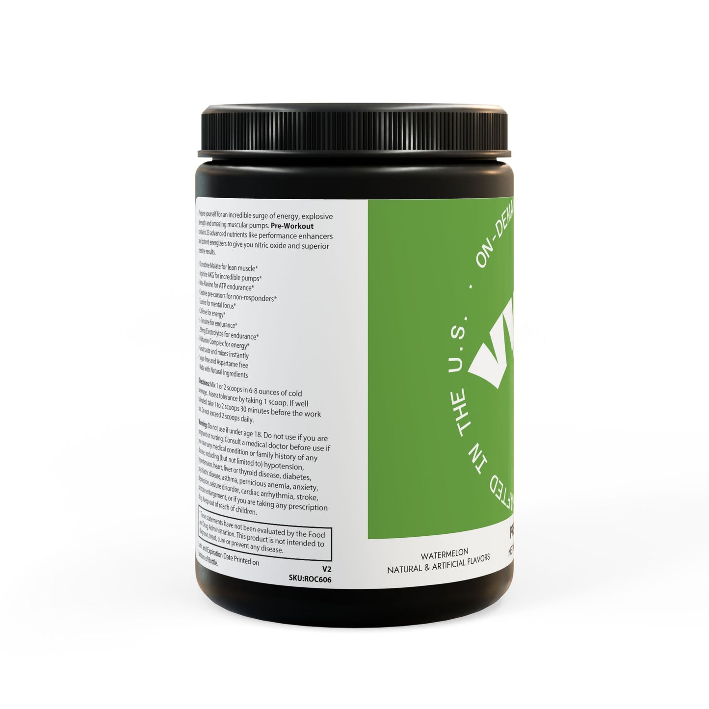 VYNA Pre-Workout Powder – Watermelon Flavor (300g, 10.58oz) | Boost Energy & Focus | Vegan, Sugar-Free