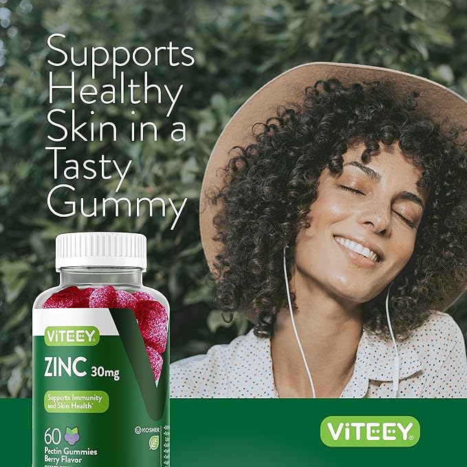 Zinc Gummies Adult & Teens - 30mg - Immune Health Support & Antioxidant Support - Vitamin Zinc Supplement - Vegan, Gelatin Free, GMO Free - Tasty Chewable Berry Flavored Gummy