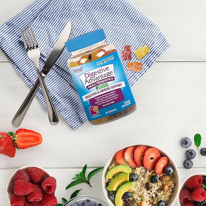 Digestive Advantage Probiotics For Digestive Health, Kids Probiotic Gummies, Daily Probiotics For Women, Men & Kids Minor Abdominal Discomfort, & Gut Health, 80ct Natural Fruit Flavors