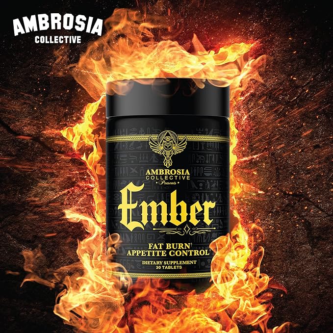 Ambrosia Ember™ Thermogenic Fat Burner & Appetite Support Supplement Pills for Healthy Weight Management, Appetite Support for Men and Women with CapsiMax™, African Mango, and CoQ10