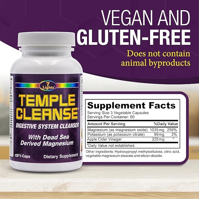 Temple Cleanse|3-Pack Special, Magnesium, Oxygen-Based Colon Cleanse Detox, Relieves Occasional Constipation with No Gas or Bloating, Body Detox and Cleanse for Women & Men