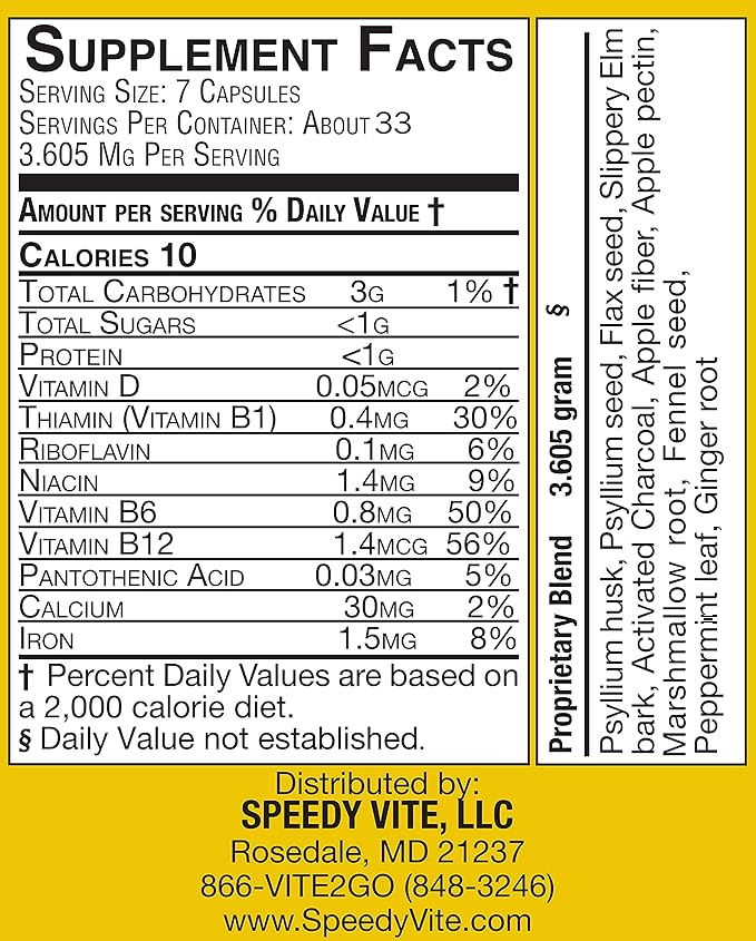 Colon Detox Supports Natural Removal of Toxins* Organic, Charcoal Psyllium Seed & Husk Flax Seed Apple Fiber/Pectin Slippery Elm Fennel- Powder in 230 Veg Caps