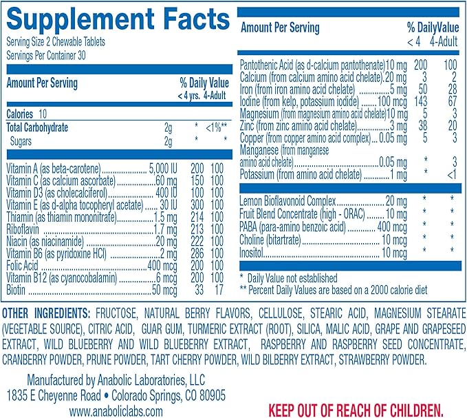 Vitamins for Kids Multivitamin with Iron - 60 Chewable Tiger Tablets with Vitamins A, B-Complex, C, D, E, Iron, Calcium, Magnesium, Zinc, and More - Natural Berry Flavor - AVED Kids