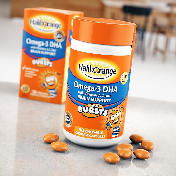 Haliborange Kids Omega-3 with Vitamins 90 Orange Chewable Fruit Burst Capsules