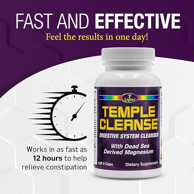 Temple Cleanse|3-Pack Special, Magnesium, Oxygen-Based Colon Cleanse Detox, Relieves Occasional Constipation with No Gas or Bloating, Body Detox and Cleanse for Women & Men