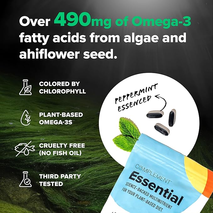 Complement Bundle- Vegan Multivitamin (90 Capsules) & Triple B12 Spray (60 Servings) - Complete Nutrition with Omega 3, Vitamins D3 K2, Zinc, Magnesium & Raspberry- Flavored B12 for Energy & Health