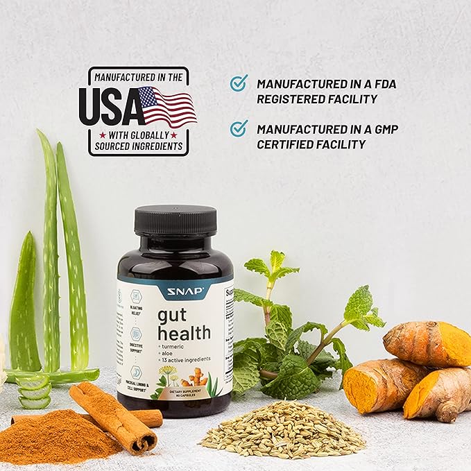 Snap Supplements Gut Health Supplements for Men and Women, Prebiotics and Probiotics for Digestive Health, Leaky Gut Repair Supplements, Gut Cleanse, Gut Repair, Digestive Probiotic (60 Capsules)