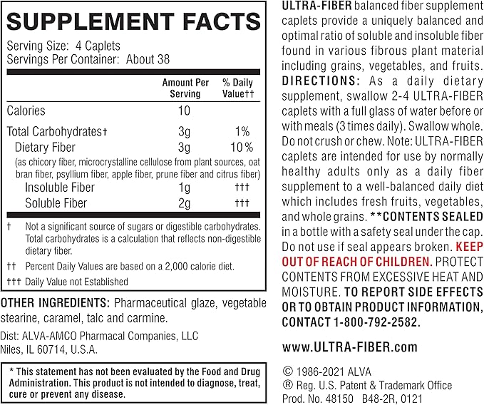 Caplets - The Small Pill with More Fiber - Fiber Support for Regularity – 150ct