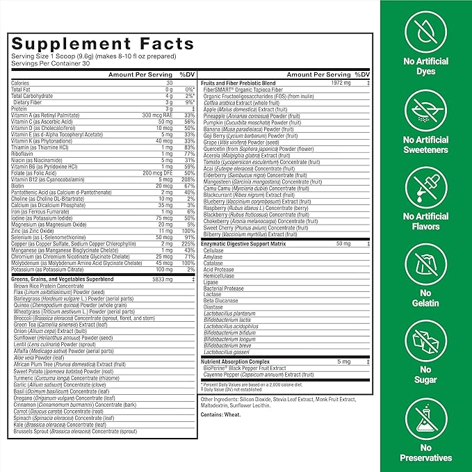 Force Factor Smarter Greens Daily Wellness Powder 3-Pack to Support Energy, Immunity & Digestion, Greens Powder, Superfood Powder with Vitamins, Minerals & Probiotics, Unflavored, 90 Servings