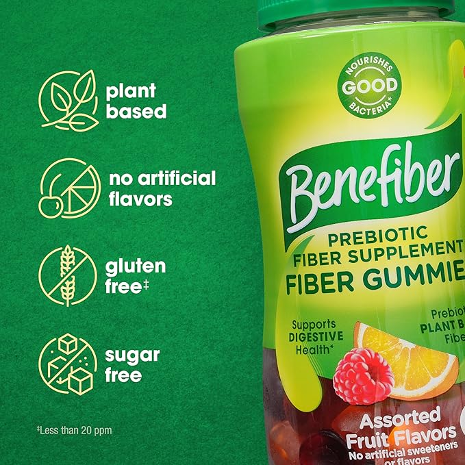Benefiber Prebiotic Fiber Supplement Gummies for Digestive Health, Assorted Fruit Flavor - 81 Count