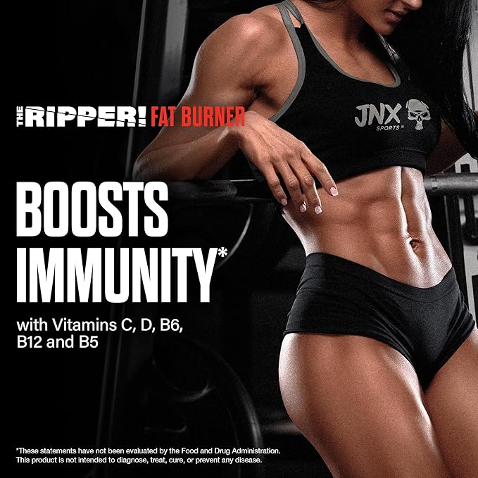JNX SPORTS The Ripper! Shredding Thermogenic Fat Burner - Blue Raspberry 30 Servings | Advanced Fast Acting Thermogenic Pre-Workout, Appetite Suppressant for Men & Women