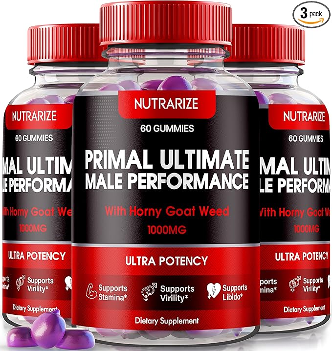 (3 Pack) Primal Ultimate Gummies, Official PrimalUltimate Performance Supplement, The Key to Regain Confidence, Premium Gummy, Official Prime Ultimate Reviews (180 Gummies)