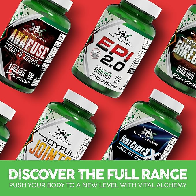 Vital Alchemy Epi 2.0 - Hard Lean Muscle Mass Gainer and Strength Booster | Epicatechin with Quercetin Supplements and Piperine- Joint Support Supplement - 2 Capsules Per Day (120 Capsules)