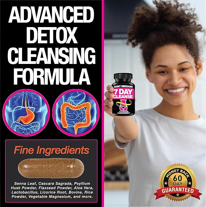 7 Day Cleanse Program | Colon Detox with Natural Laxative for Constipation & Bloating | Extra-Strength Senna Leaf Supplements | Strong for Some People.