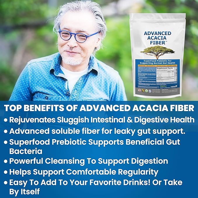 Advanced Acacia Fiber Powder 16oz Soluble Fiber Leaky Gut Repair Powder. Natural Fiber Supplement Powder for Gut Health, Regularity, Digestive Rejuvenation