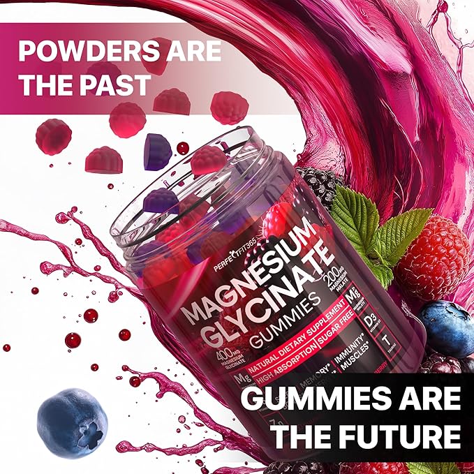 Magnesium Glycinate Gummies for Adults, Chewable Magnesium Gummy with Magnesium Glycinate 400mg, Malate 200mg, B6, Holy Basil - Magnesium Glycinate for Sleep Support - Sugar Free and Vegan