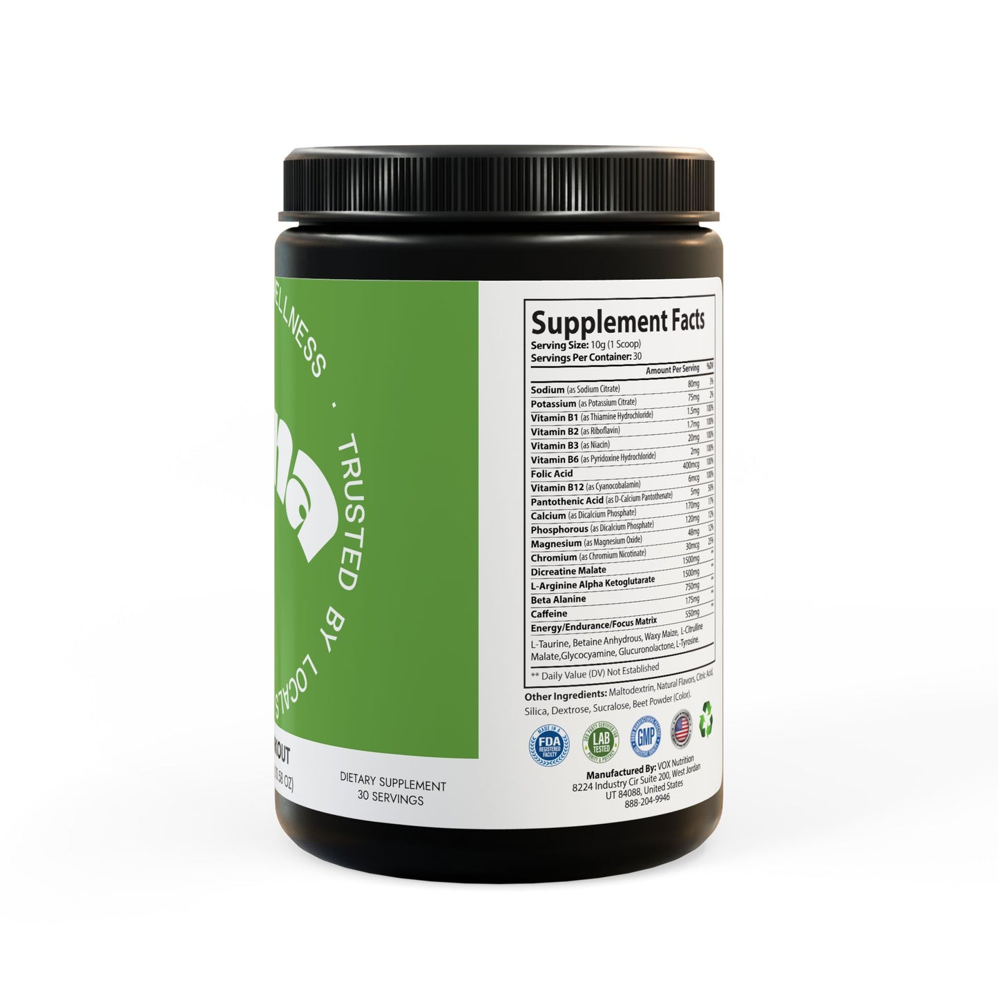 VYNA Pre-Workout Powder – Watermelon Flavor (300g, 10.58oz) | Boost Energy & Focus | Vegan, Sugar-Free