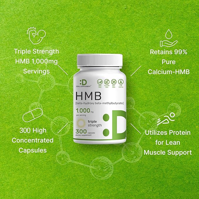 DEAL SUPPLEMENT 2 Pack of Ultra Strength HMB Supplements 1000 mg Per Serving, 600 Total Capsules | Third Party Tested | Supports Muscle Growth, Retention & Lean Muscle Mass | Fast Workout Recovery