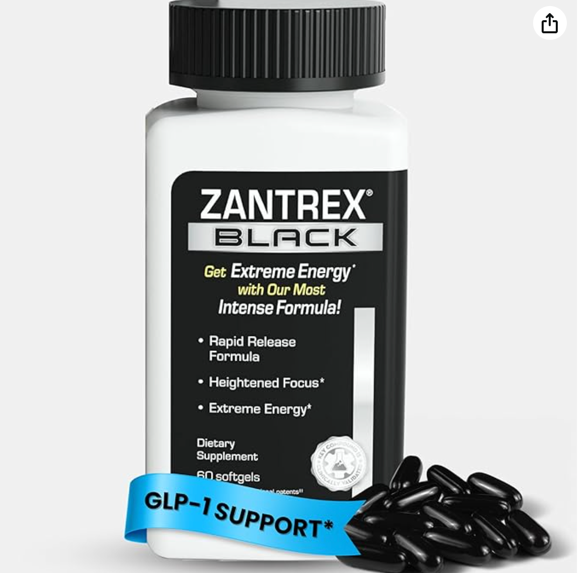 Zantrex Black – Naturally Boost GLP-1 & Metabolism Support | Thermogenic Energy, Weight Management Formula | 60 Pills