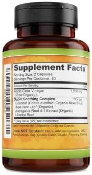 Apple Cider Vinegar 1500mg, 100% Organic, Pure & Raw - Healthy Digestion & Detox Support - 60 Day Supply