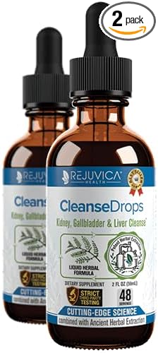 Rejuvica Health Cleanse Drops - Advanced Kidney & Gallbladder Cleanse Support Supplement - Liquid Delivery for Better Absorption - Chanca Piedra Used in Amazonian Rainforest