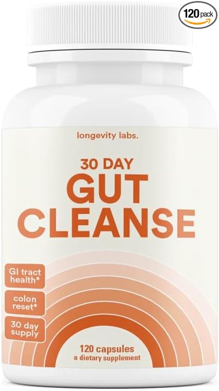 30 Day Gut Cleanse Detox | Advanced Fiber Colon Cleanse to Ease Bowel Movement w/Psyllium Husk & Flaxseed | Reset, Weight Flush & Gut Cleanse Detox
