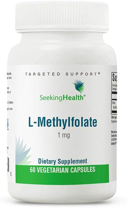 Seeking Health L-5-MTHF, Supports Healthy Methylation, Easily Absorbed Methyl Folate Supplement, MTHFR Support Supplement, 1,700 mcg DFE, Vegetarian (60 capsules)