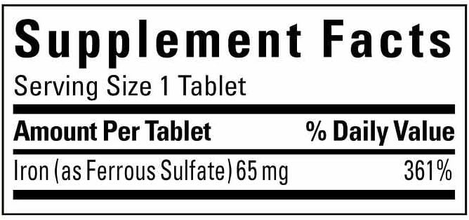 Na ture Made Iron 65 mg, 365 Tablets